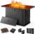 AMADA HOMEFURNISHING 43 Inch Propane Fire Pit Table, 60,000 BTU Gas Fire Pit with Lava Rocks, Waterproof Cover, Removable Lid, Cup Holders, 2-in-1 Fire Table for Patio, Backyard, Garden, Black