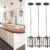 WKWKTOTO 3 Pack Black Pendant Lights for Kitchen Island, Industrial Hanging Light Fixture with Durable Metal Shades, Kitchen Island Lighting for Dining Room, Entryway, Restaurant