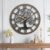 Micasso Non-Ticking Oversize Wall Clock: 32Inch Tree of Life Metal Black with Solid Wood Frame – Silent Battery Operated Clock for Living Room/Fireplace/High-Ceiling – Home Decor for Housewife