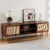 TV Stand for TVs up to 65”, Entertainment Center With Rattan Door, Shelves & 2 Cabinets, Long Boho Media Console for Living Room, Walnut