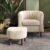 LINSY Accent Chair with Ottoman, Modern Barrel Chair Small Armchair Reading Chair with Footrest, Comfy Round Arms Chair for Living Room Bedroom Reading Room, Velvet, Beige