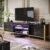 Bestier TV Stand for 75/80/85/90 Inch TVs, LED Gaming Entertainment Center, Modern TV Cabinet with Glass Shelves for Living Room, 2 Storage Drawers & Cabinets for Bedroom, Black Glossy