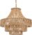 Wood Beaded Rattan Chandelier Boho Hand Woven Pendant Light 6-Lights Adjustable Coastal Pendant Lighting Fixtures for Dining Living Room Kitchen Hallway, Dia 20”, UL Listed