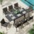 Expandable Outdoor Patio Dining Table Set for 6-8 Person, Aluminum Outdoor Table and 8 Chairs with Textilene Fabric & HDPS Armrest, All-Weather Patio Furniture Set for Yard, Garden, Gray