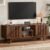 ONBRILL 63-Inch TV Stand for TVs up to 75 Inch, Mid-Century Modern Television Stand with Power Outlet, Entertainment Center with Sliding Grille Door Cabinets and Open Shelves for Living Room, Walnut