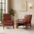 Leather Recliner Chair Set of 2, Mid Century Push Back Accent Ｃhair, Comfortable Living Room Chair with Solid Wood Frame, High Back Lounge Chair for Reading and Relaxing(Brown)