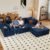 96″ Modular Sectional Couch, Boneless L Shaped Cloud Sofa with Chaise Lounge, Corduroy Upholstered Couches Memory Foam Deep Seat, No Assembly Required, Ideal for Living Room(Blue, Right Facing)