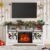 Fireplace TV Stand for Television up to 65+ Inch,Farmhouse Entertainment Center w/ 23” Electric Fireplace, Large Storage Tv Console Stand with Sliding Barn Door & Adjustable Shelf White