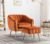 Artechworks Velvet Modern Tub Barrel Arm Chair Upholstered Tufted with Gold Metal Legs Accent Club Chair with Ottoman Footrest for Living Reading Room Bedroom, Caramel Color