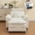 46”Cloud Oversized Sofa Chair with Detachable Headrest, Upholstered Comfy Arm Accent Chair with Ottoman,Modern Chenille Reading Lounge Armchair for Living Room,Bedroom, Beige