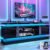 71IN LED TV Stands w/Power Outlet for 85/80/75 Inch TV,High Glossy Modern TV Console Gaming Entertainment Center with 2 Storage Cabinets,Dual LED Lights Strips for Living Room,Bedroom,Black