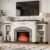 72″ Electric Fireplace with Mantel, White TV Stand for TVs Up to 80 Inch, Farmhouse Entertainment Center with Storage for Bedroom,23” Fireplace Insert Heater for Living Room
