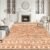 8×10 Area Rugs Living Room Rug: Washable Rug Neutral Lagre Soft Thin Carpet Indoor Floor Non Slip Boho Geometric Moroccan Carpets for Bedroom Dining Room Farmhouse Nursery Office – Dark Brown