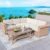 Patio Furniture Set 6 Piece, Wicker Rattan Sectional Sofa Couch with 5.5″ Thick Waterproof Cushion and Coffee Table, L Shape All Weather Outdoor Conversation Set for Lawn Backyard Deck, Beige