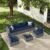 7-Piece Outdoor Sectional Sofa Set, Wicker Patio Furniture with Navy Blue Cushions for Your Villa, Balcony, Porch, Backyard, Gray Rattan
