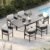 Grand patio 7-Piece Outdoor Dining Set for 6 with 79″ Rectangle Expandable Table for 4-6 Person, Metal Woven Wicker Fixed Patio Chairs with Thickened Cushions for Yard, Poolside, Deck (Black)