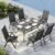 MFSTUDIO Outdoor Dining Set for 6, Aluminum Height Adjustable Folding Chair and Heavy-Duty Black Slat Metal Table, Patio Furniture Dining Table Set, Black
