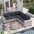 6-Piece Outdoor Patio Furniture Set Wicker Sectional Sofa Set, Patio Conversation Set with Thickened Cushions & Coffee Table for Garden, Backyard, Poolside, Dark Grey