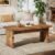 47 Inches Solid Wood Coffee Table, Farmhouse Rectangular Center Table with Natural Wave Edge, Low Cocktail Tea Tables for Living Room